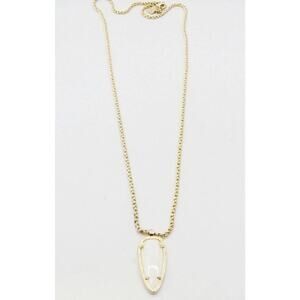 Kendra Scott Gold Tone Shaylee Mother Of Pearl Birthstone Arrow Necklace